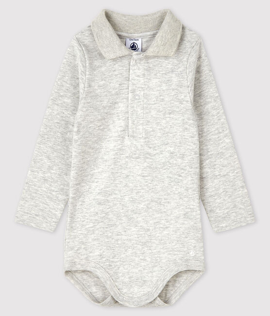 Bodi de manga larga con cuello de polo para bebé gris BELUGA CHINE