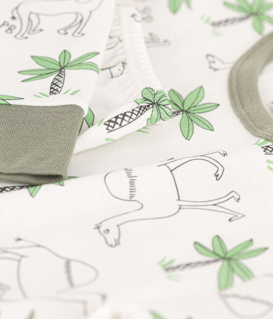 Pijama de algodón con dromedarios para niño/niña blanco MARSHMALLOW/blanco MULTICO