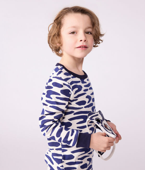Pijama disfraz infantil de algodón con estampado de cebra azul MILK/ SOIR
