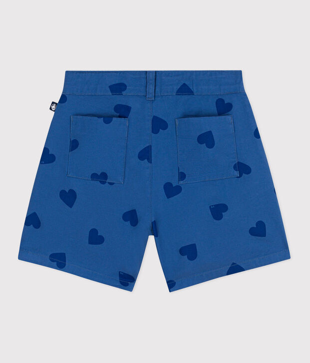 Shorts infantiles de algod&oacute;n con corazones azul/azul