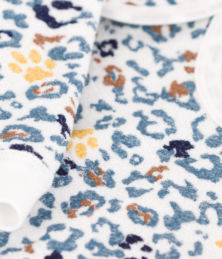 Pijama de rizo para beb&eacute; blanco/multicolor