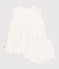 Vestido blanco de manga corta de nido de abeja y pololo para bebé blanco MARSHMALLOW