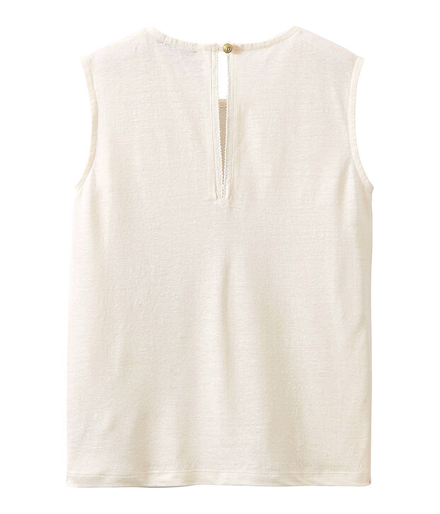 Camiseta sin mangas de lino para mujer blanco