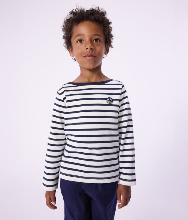 Marinera de algod&oacute;n org&aacute;nico para ni&ntilde;o/ni&ntilde;a blanco/azul