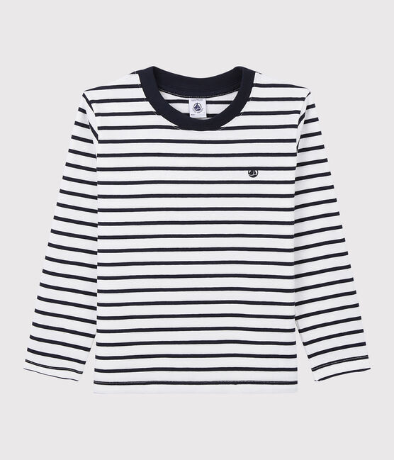 Camiseta de punto de niña/niño blanco MARSHMALLOW/azul SMOKING