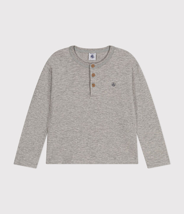 Camiseta de algod&oacute;n de manga larga de ni&ntilde;o gris
