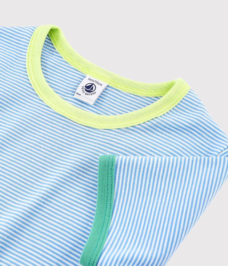 Pijama corto de punto para ni&ntilde;a/ni&ntilde;o azul EDNA/blanco MARSHMALLOW