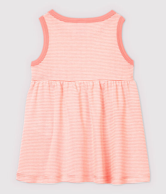Vestido de rayas sin mangas de canalé de bebé niña rosa GRETEL/blanco MARSHMALLOW