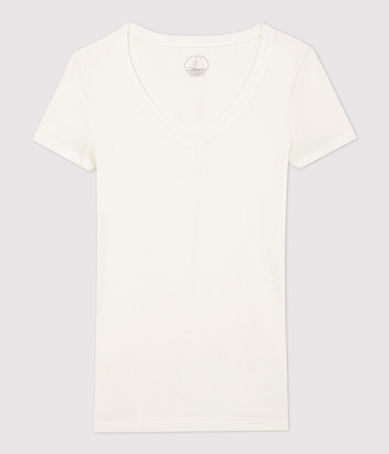 Camiseta de canalé ligero de mujer blanco MARSHMALLOW
