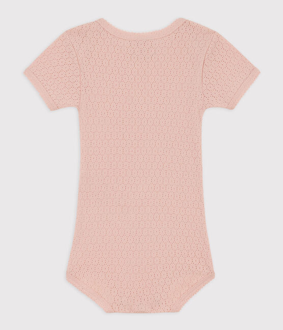 Body de punto calado de manga corta para bebé rosa SALINE