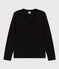 Camiseta LA RECTA de algodón con cuello de pico para mujer negro NOIR