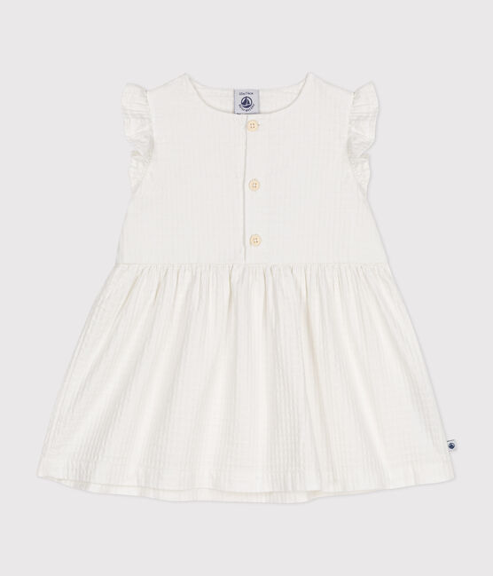 Vestido sin mangas de algodón façonné para bebé blanco MARSHMALLOW