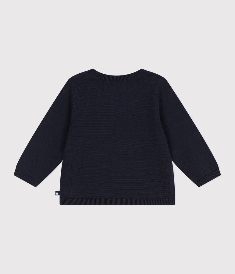 C&aacute;rdigan liso de punto tricotado de algod&oacute;n para beb&eacute; azul