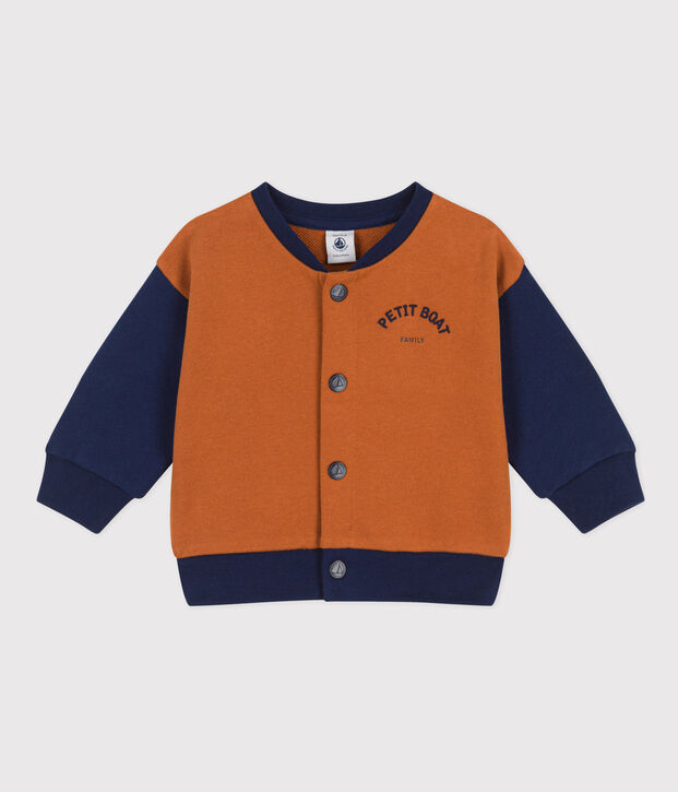 Chaqueta teddy de felpa para beb&eacute; marron/azul