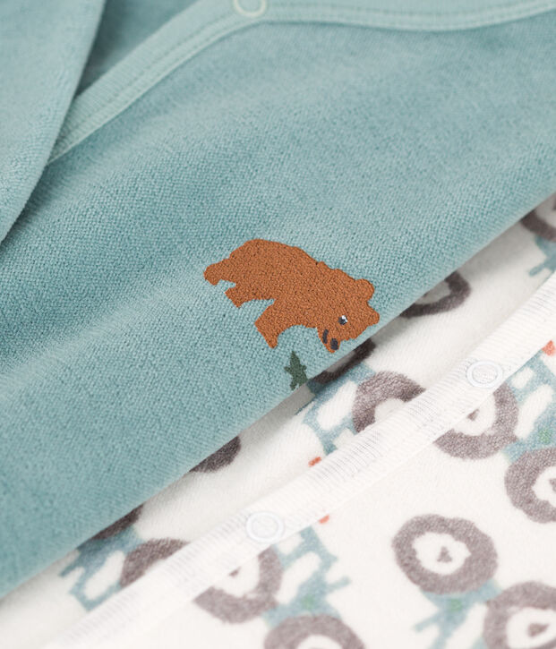 Juego de 2 pijamas de terciopelo para beb&eacute; multicolor