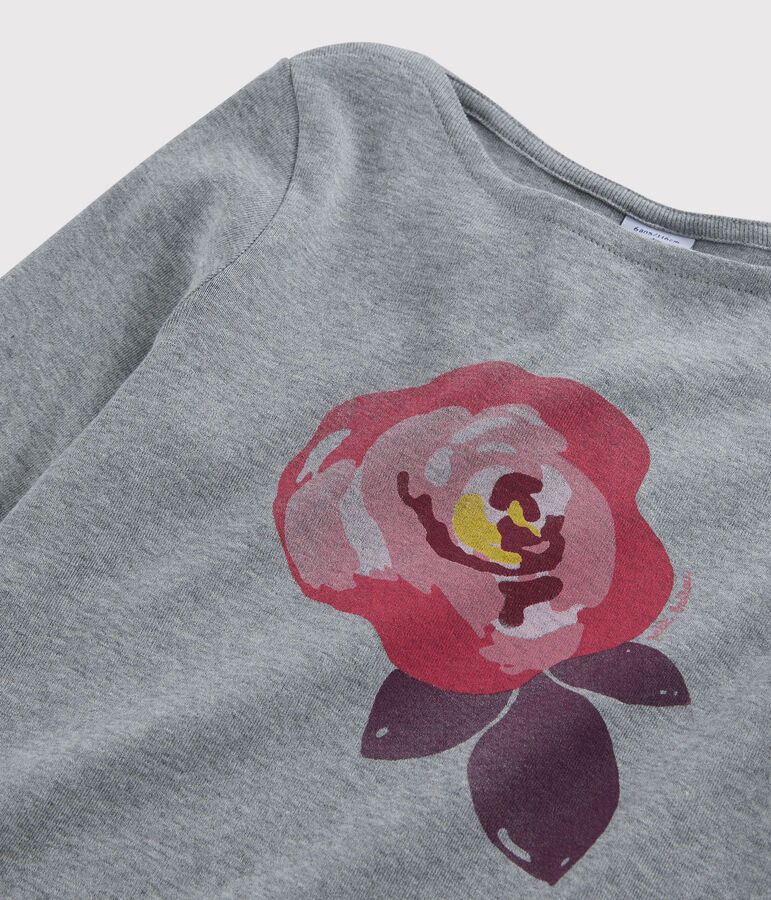 Camiseta serigrafiada para ni&ntilde;a gris