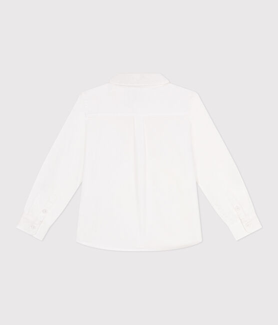 Camisa infantil lisa de algodón de manga larga blanco ECUME