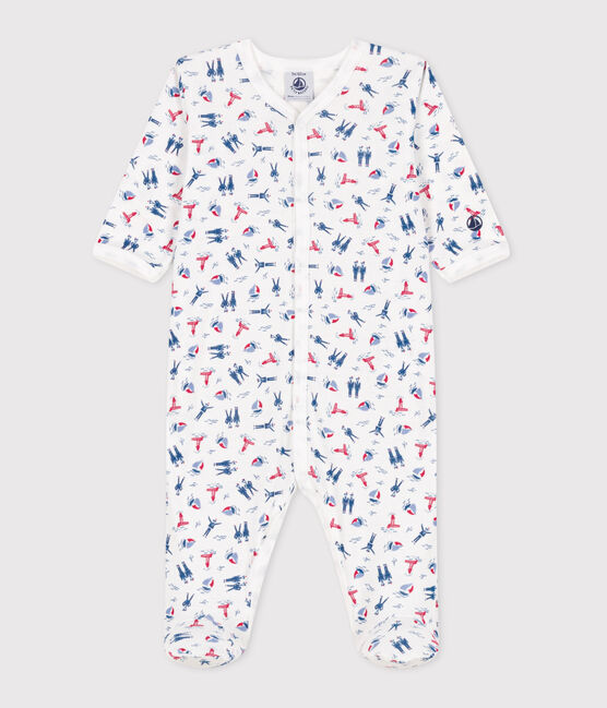 Pijama de algodón estampado para bebé blanco ECUME/ JASMIN/ MULTICO