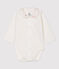 Bodi blanco con cuello de bebé de algodón orgánico blanco MARSHMALLOW