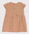 Vestido de manga corta de punto flameado a rayas para bebé TOAST/ DOLL