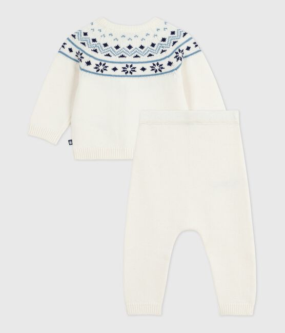 Conjunto de 2 piezas con cárdigan de jarcquard tricotado para bebé azul MARSHMALLOW/ SOIR