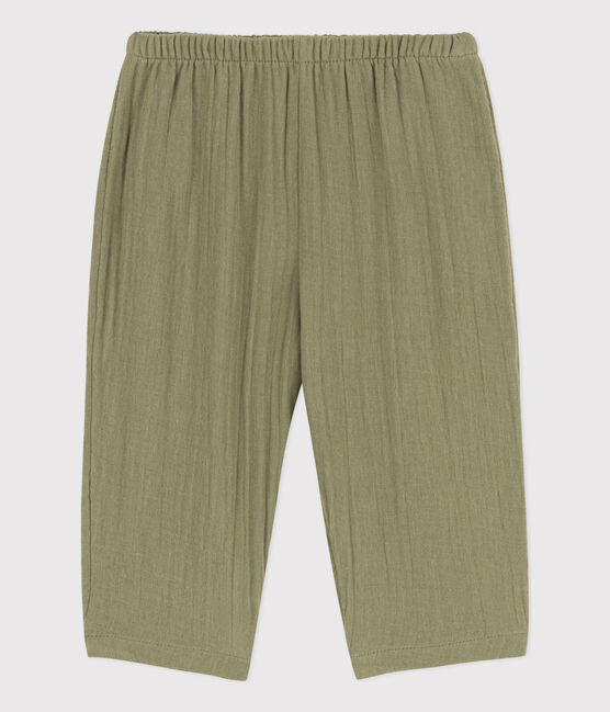 Pantalón de gasa de algodón para bebé verde MARECAGE