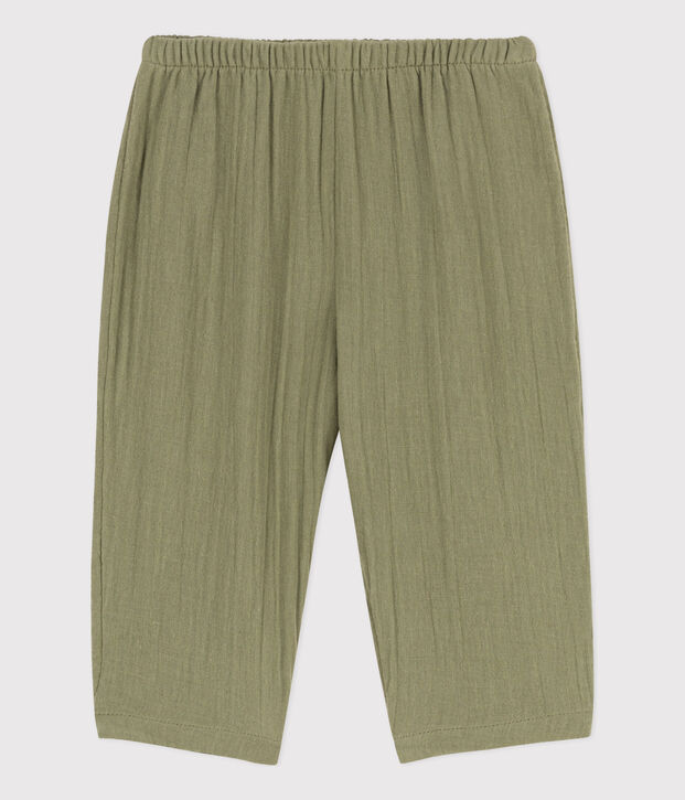 Pantal&oacute;n de gasa de algod&oacute;n para beb&eacute; verde