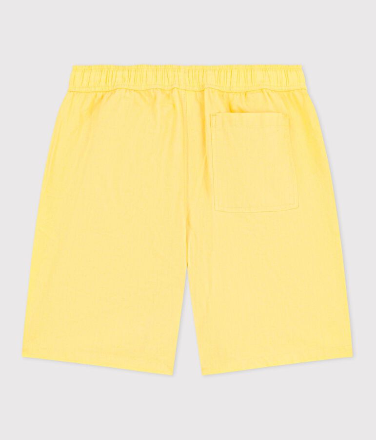 Bermudas cortas infantiles de algod&oacute;n liso amarillo