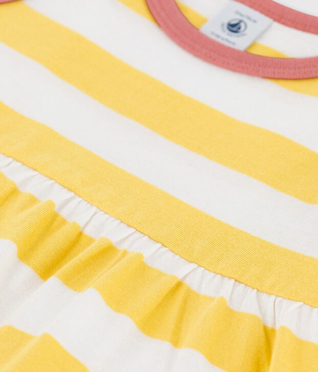 Vestido sin mangas a rayas de jersey de beb&eacute; amarillo/blanco