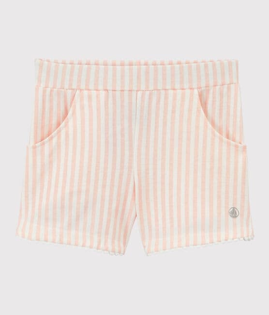 Pantalón corto de punto de niña rosa MINOIS/blanco MARSHMALLOW