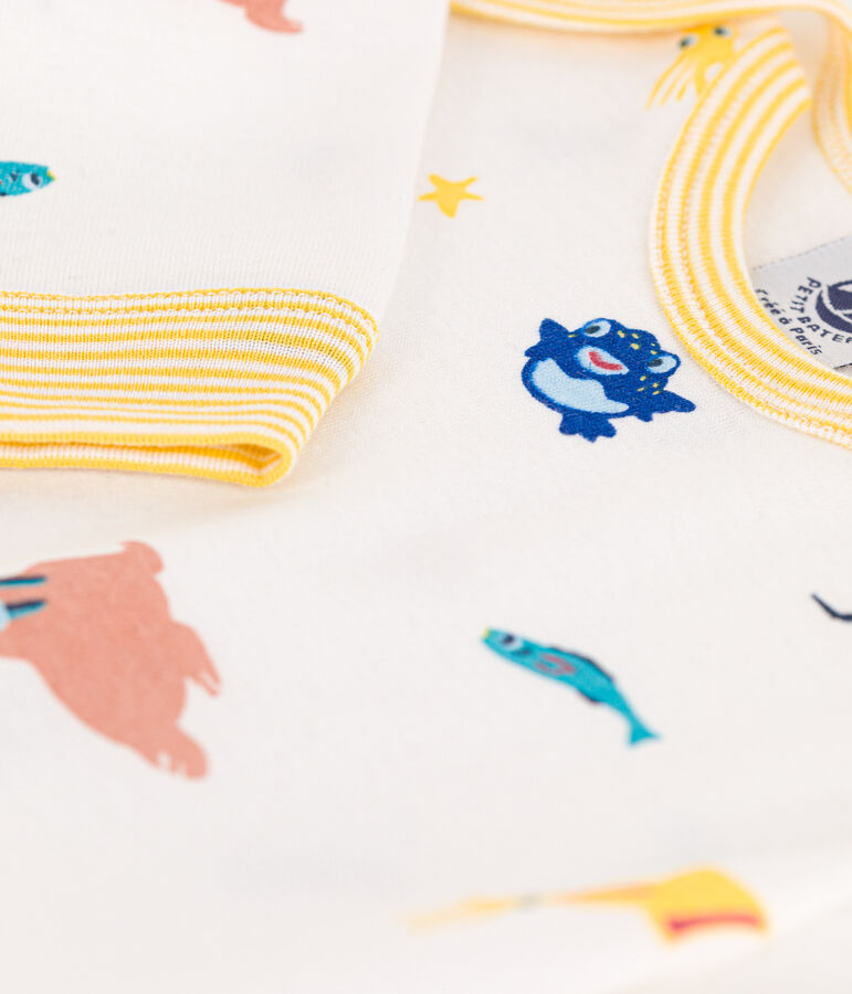 Pelele de algod&oacute;n sin botones de presi&oacute;n ni pies con animales marinos blanco/multicolor