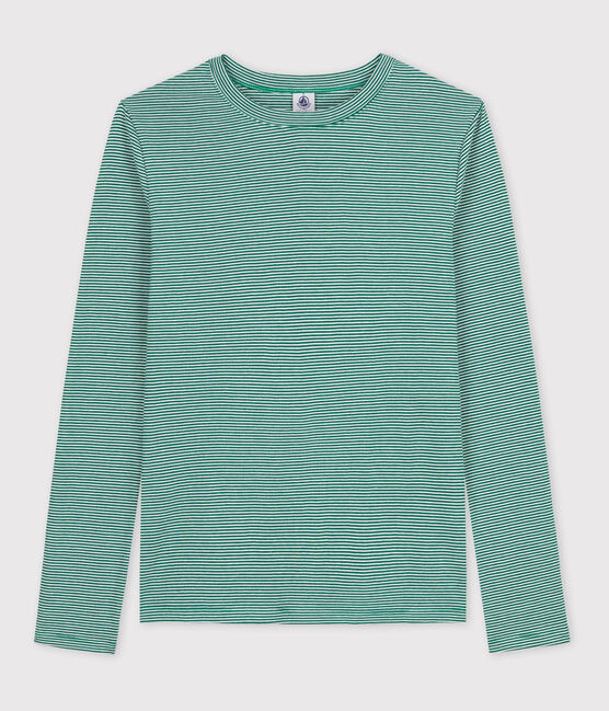Camiseta L'ICONIQUE con cuello redondo de algodón orgánico de mujer azul ROVER/blanco MARSHMALLOW