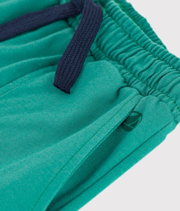 Bermudas cortas infantiles de algod&oacute;n liso verde