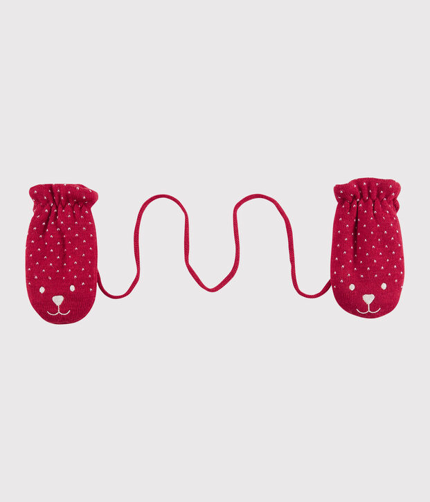 Manoplas para beb&eacute; con forro de microfibra polar rojo