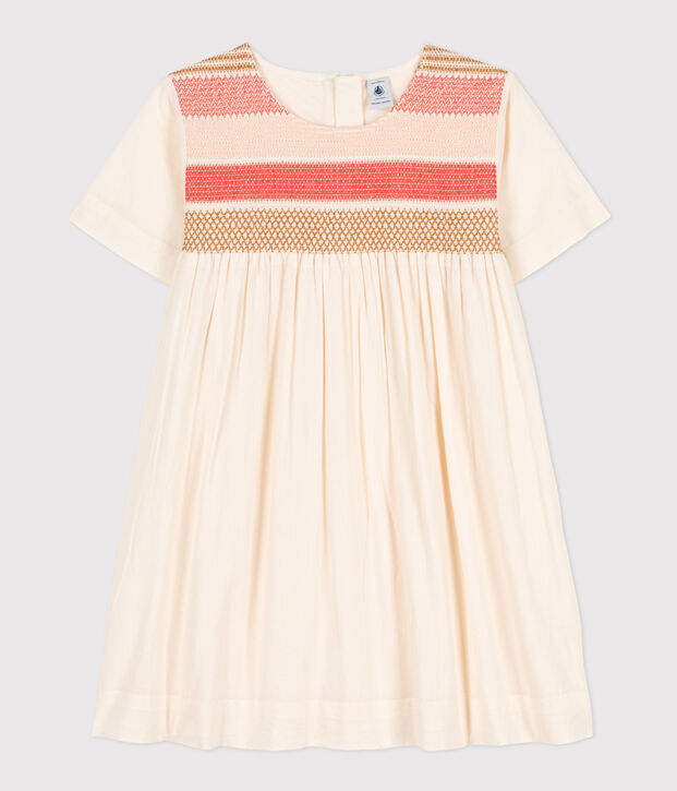 Vestido de popelina para ni&ntilde;a crudo