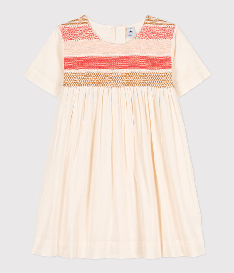 Vestido de popelina para ni&ntilde;a crudo