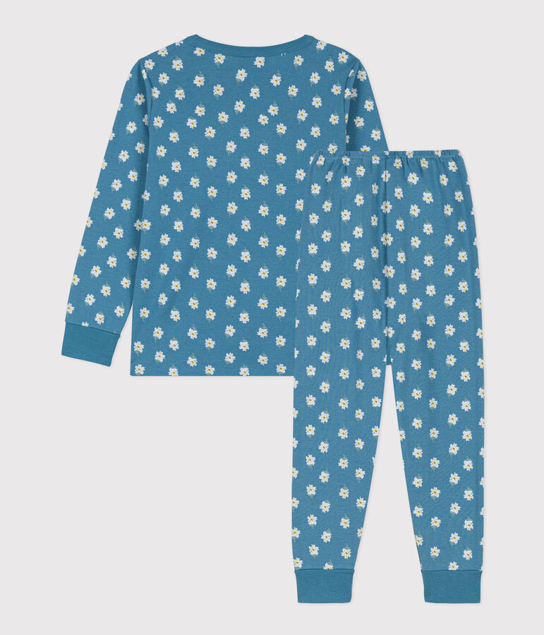 Pijama de algod&oacute;n con flor para ni&ntilde;a azul/multicolor
