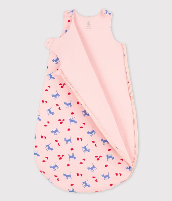 Saco de dormir con estampado de algodón de bebé rosa MINOIS/blanco MULTICO