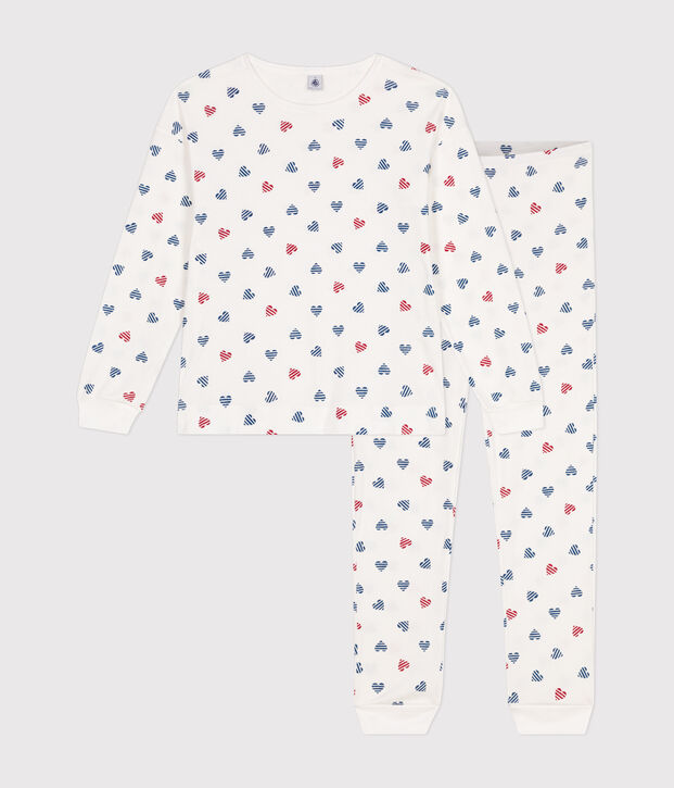 Pijama de algod&oacute;n con estampado de corazones para mujer blanco/multicolor