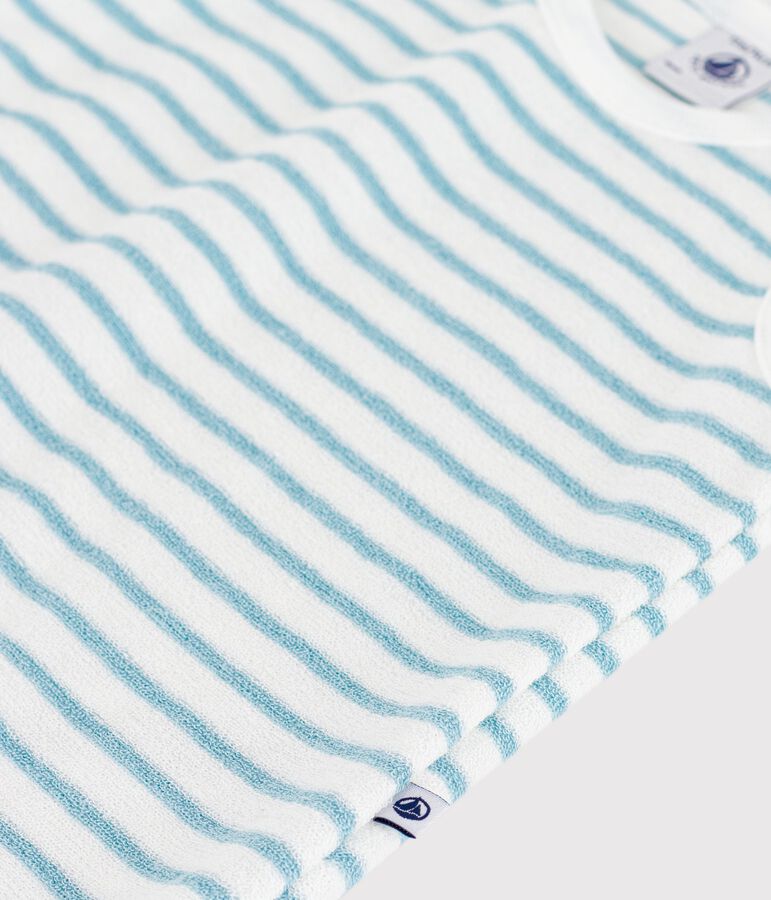 Mono corto sin mangas de tejido de rizo de algod&oacute;n a rayas para beb&eacute; MARSHMALLOW/ MIMI