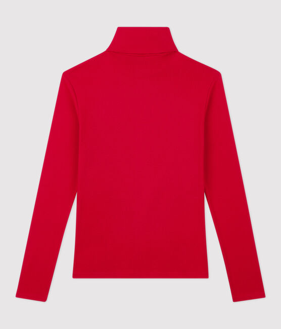 Camiseta de cuello alto emblemática de algodón de mujer rojo TERKUIT