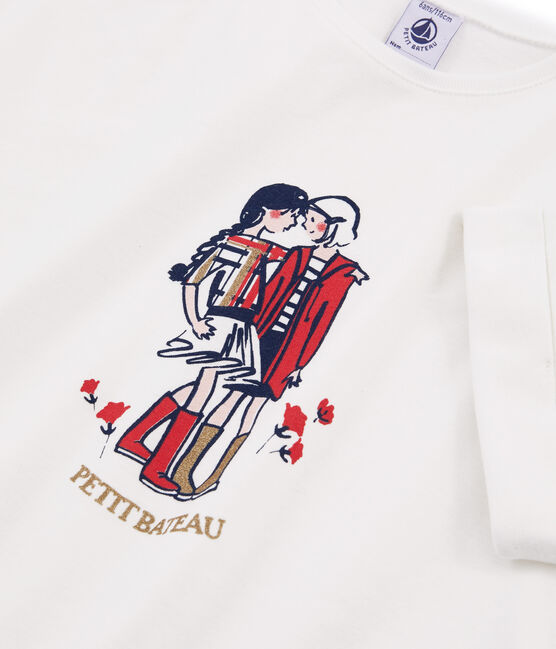 Camiseta de manga corta para niña blanco MARSHMALLOW
