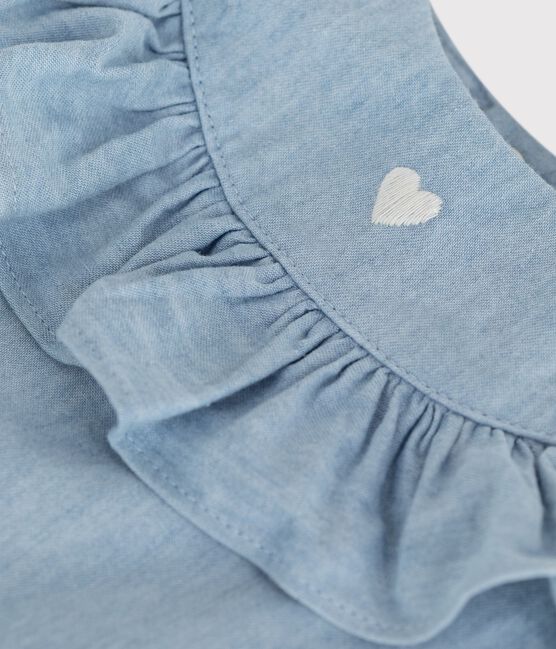 Blusa sin mangas de algodón chambray bordado para bebé azul BLEU CLAIR
