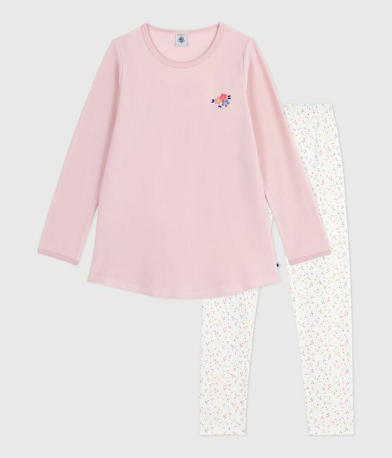 Camisón y leggings infantiles de terciopelo rosa JOLI/blanco MULTICO