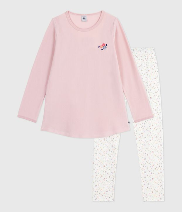 Camis&oacute;n y leggings infantiles de terciopelo rosa/multicolor