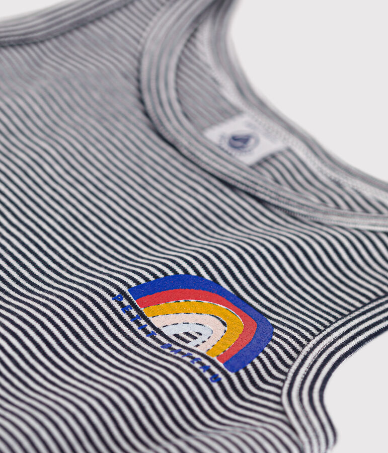 Vestido de algod&oacute;n sin mangas ded ni&ntilde;a azul/blanco