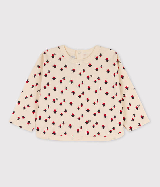 Camiseta de manga larga de túbico con estampado de bebé blanco AVALANCHE/ MULTICO