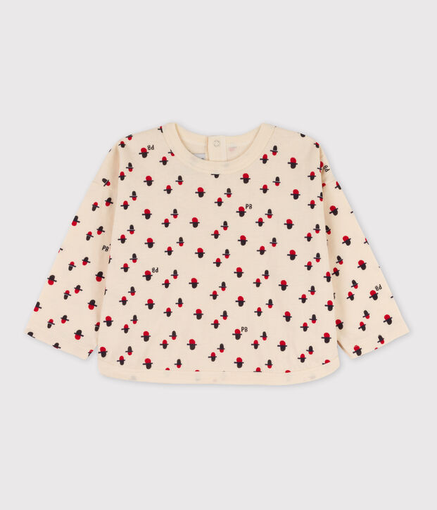 Camiseta de manga larga de t&uacute;bico con estampado de beb&eacute; crudo/multicolor