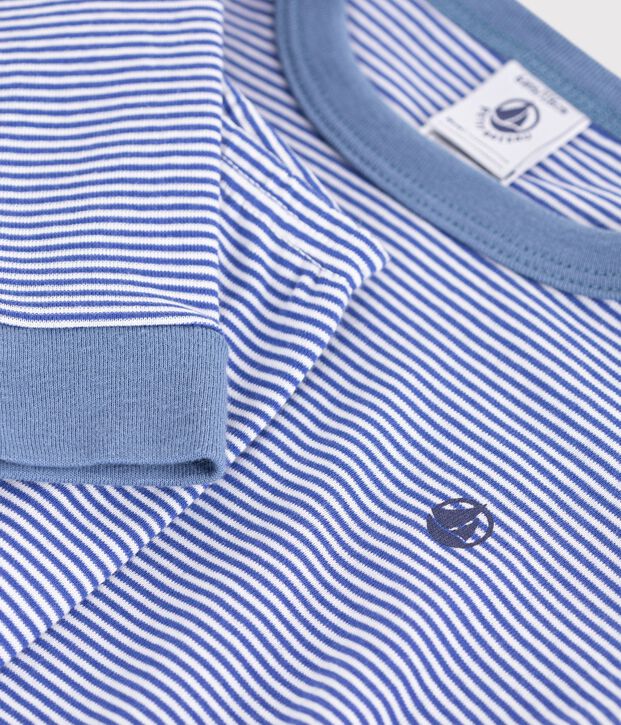 Pijama infantil muy ajustado de algod&oacute;n a rayas azul/blanco