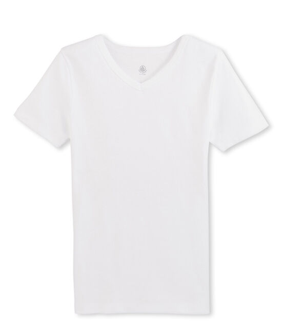Camiseta manga corta de cuello pico para hombre blanco ECUME